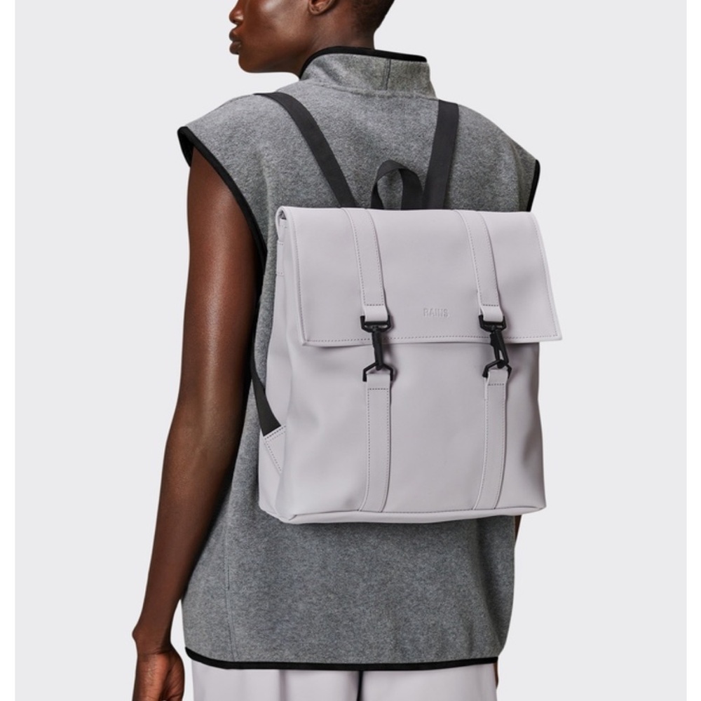 RAINS MSN BACKPACK MINI Waterproof Modern Lightweight Backpack Flint Gray Lilac - Picture 2 of 10